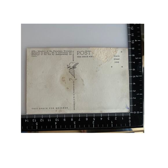 Vtg WWII Postcard Ephemera WR Thompson Paratrooper No 1670 US Army Signal Corps - Picture 6 of 10